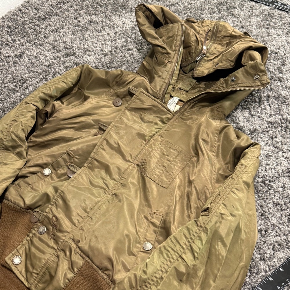 Vintage Oneill Bomber Jacket Womens Green Excellent Sherpa Hooded Flight Size M